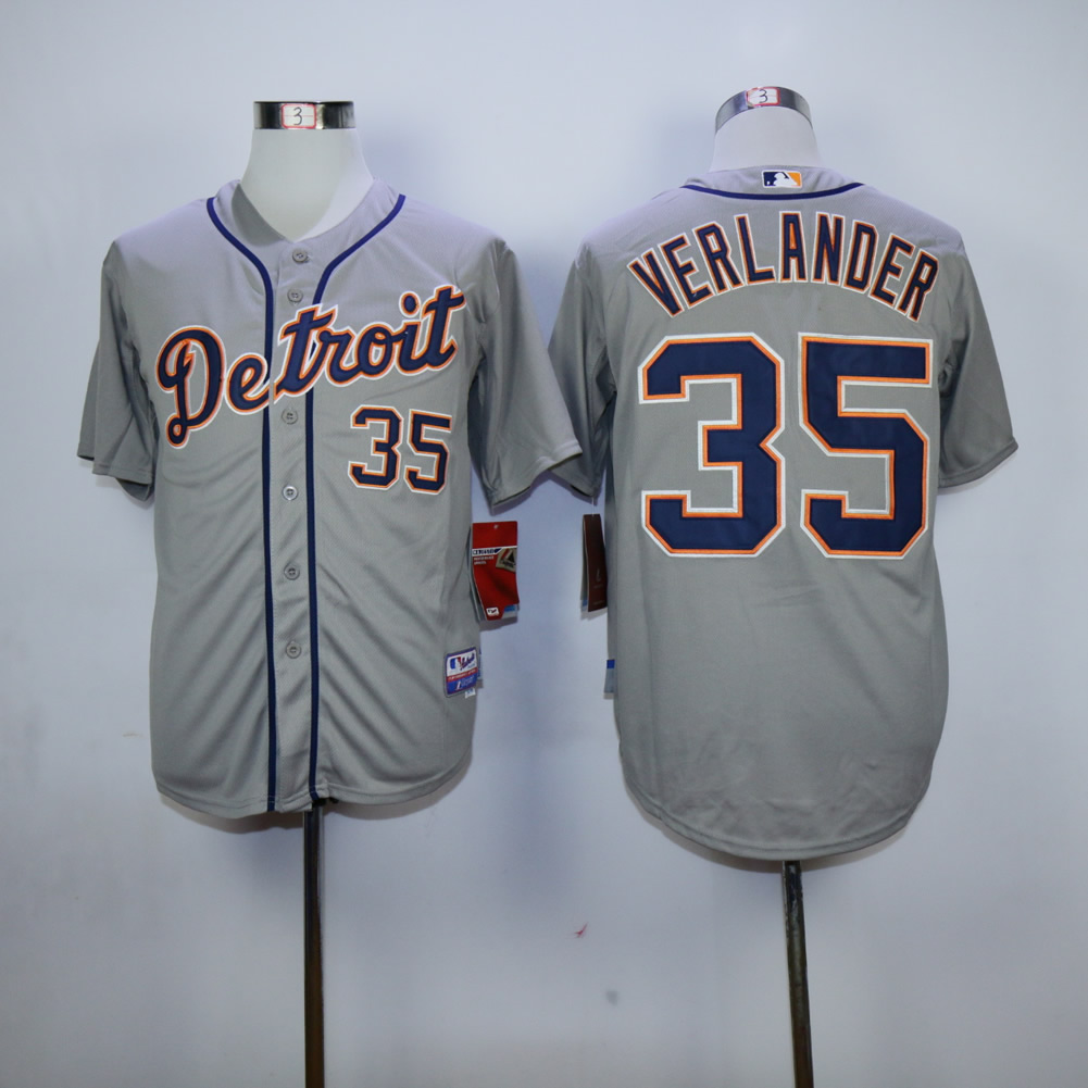 Men Detroit Tigers #35 Verlander Grey MLB Jerseys->detroit tigers->MLB Jersey